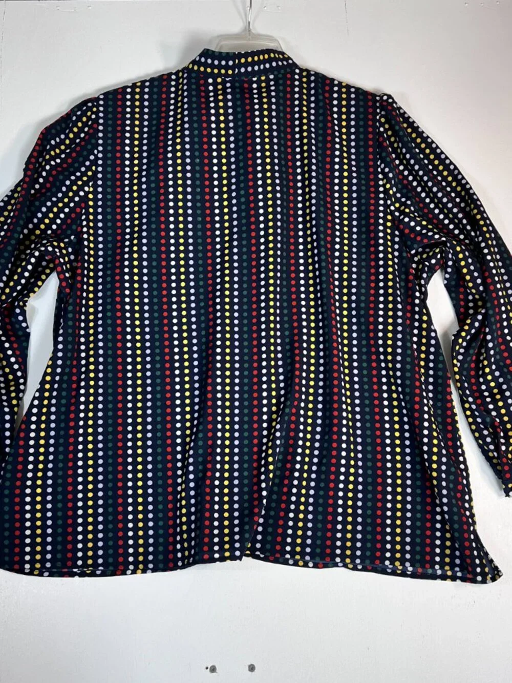 Eloquii Size 20 Navy Multicolor Polka Dot Tie Neck Puff Sleeve Blouse - Picture 3 of 10